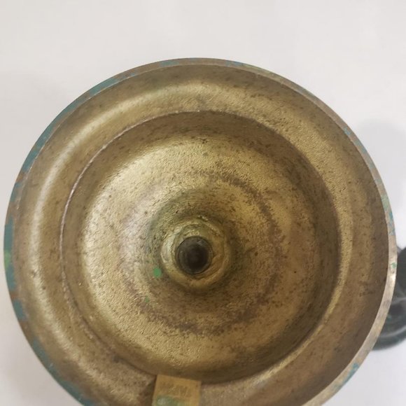 SET OF 2 DARK GREEN 9" METAL CANDLE STICK HOLDERS / MADE IN JAPAN - Picture 5 of 8